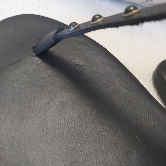 Bianco leather thong sandals black studded flats y2k - Picture 13 of 14